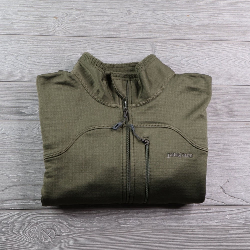 Patagonia R1 1/4 Zip Pullover Men's Medium Olive Waffle Fleece Hiking